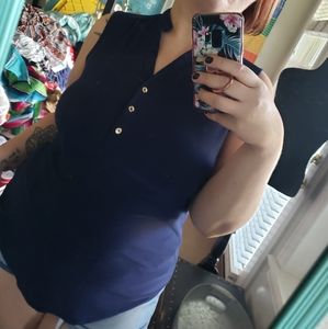 Navy blue sleeveless blouse